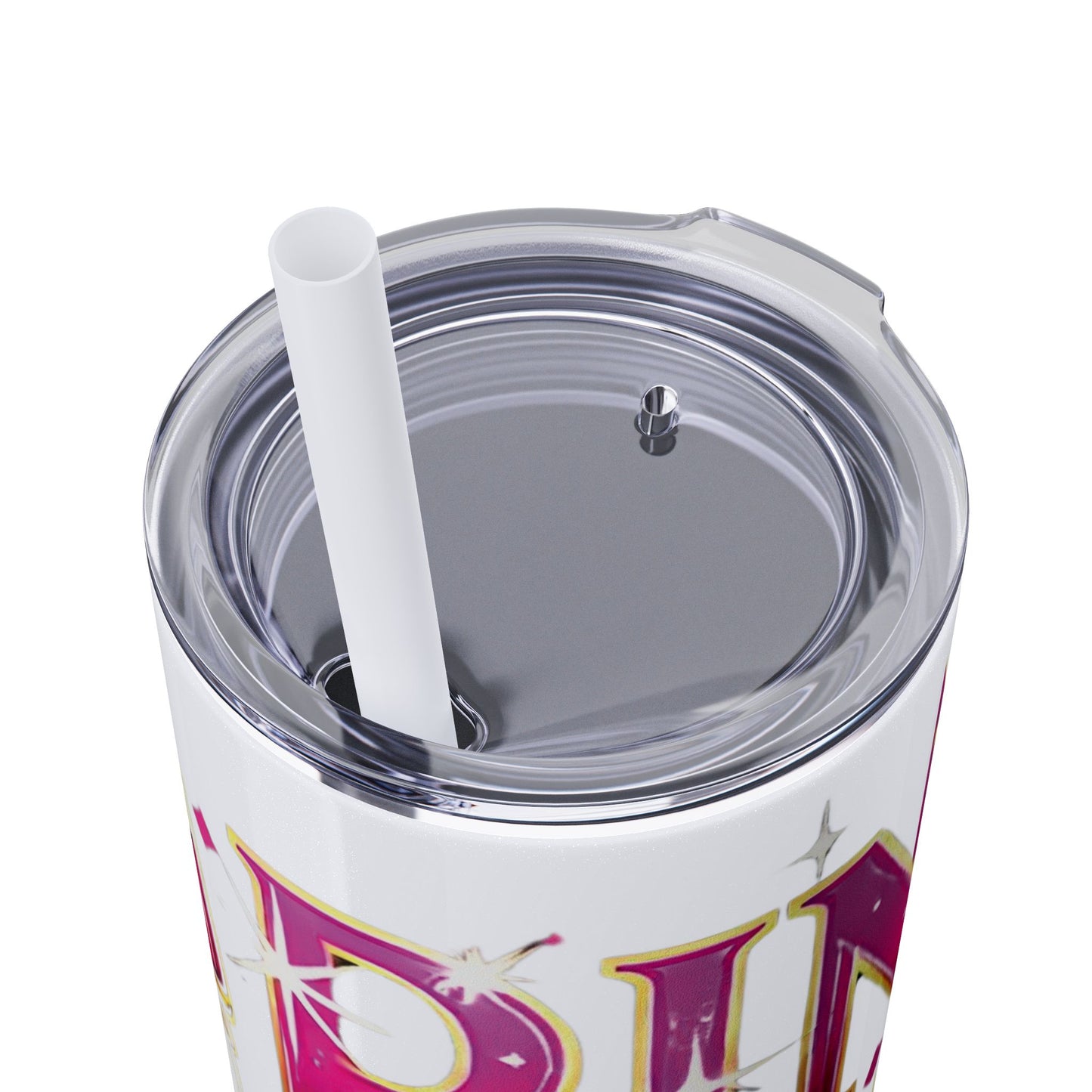Pink, Sip & Love - Skinny Tumbler with Straw, 20oz - Creatively Designed Shop
