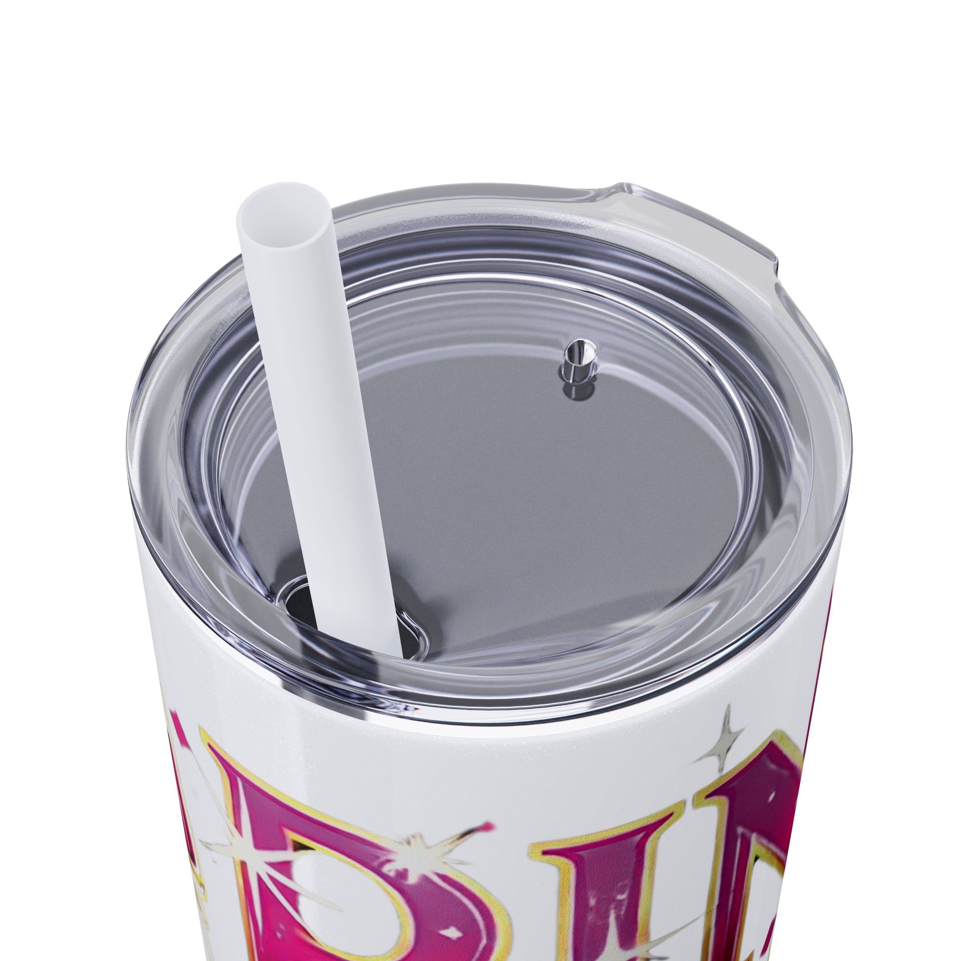 Pink, Sip & Love - Skinny Tumbler with Straw, 20oz - Creatively Designed Shop