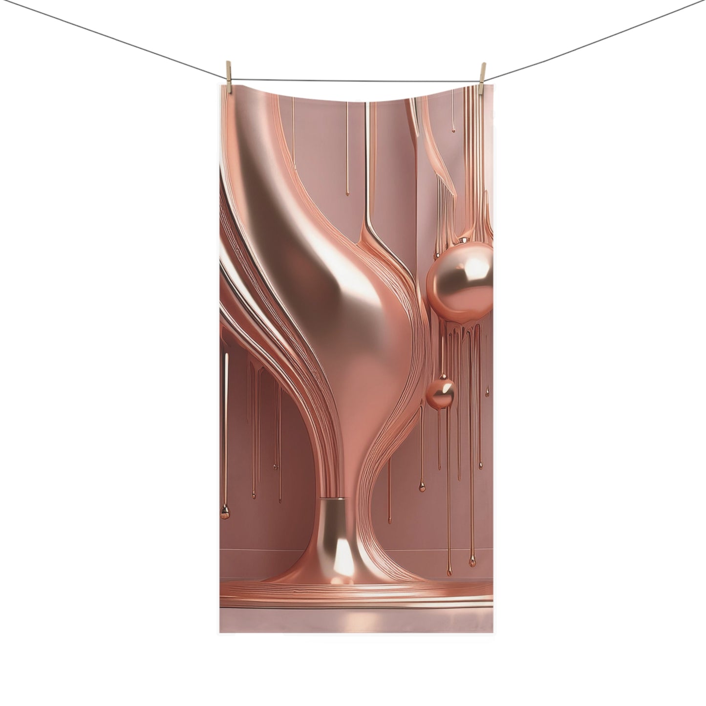 Rose Gold Metallic Drip - Mink-Cotton Towel