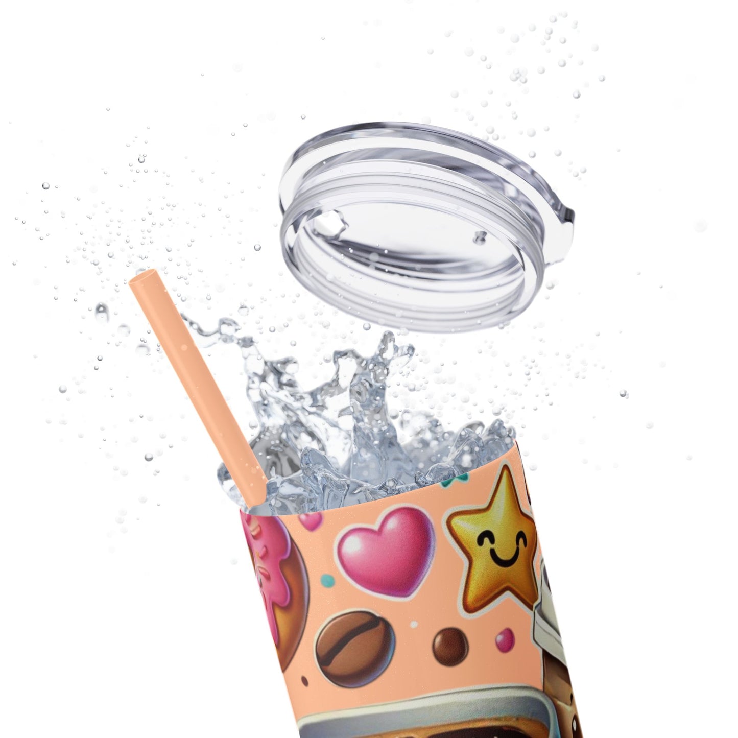 Coffee & Donuts - Skinny Tumbler with Straw, 20oz