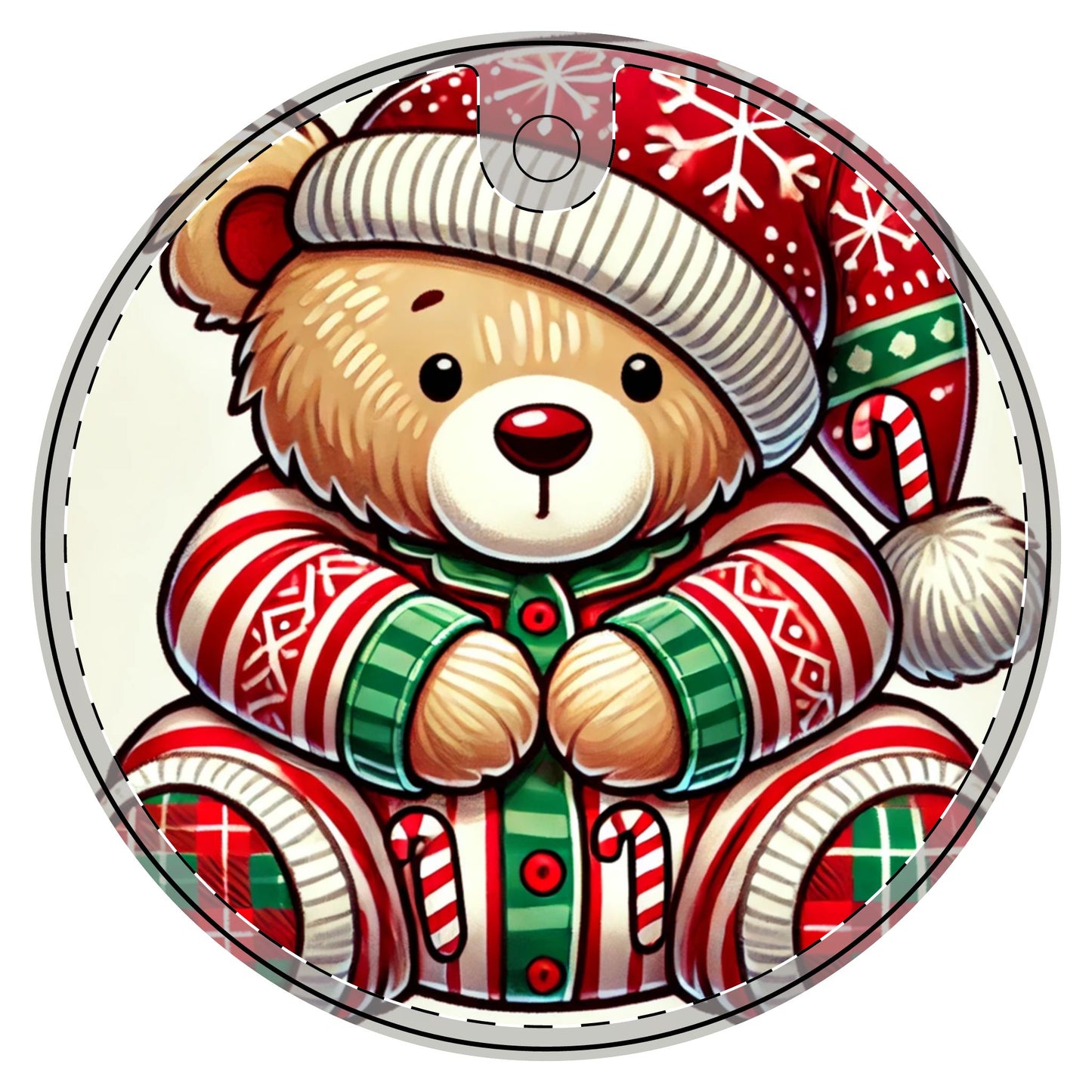 Teddy Bear in Pajamas - Ceramic Decoration Ornament, (1pc)