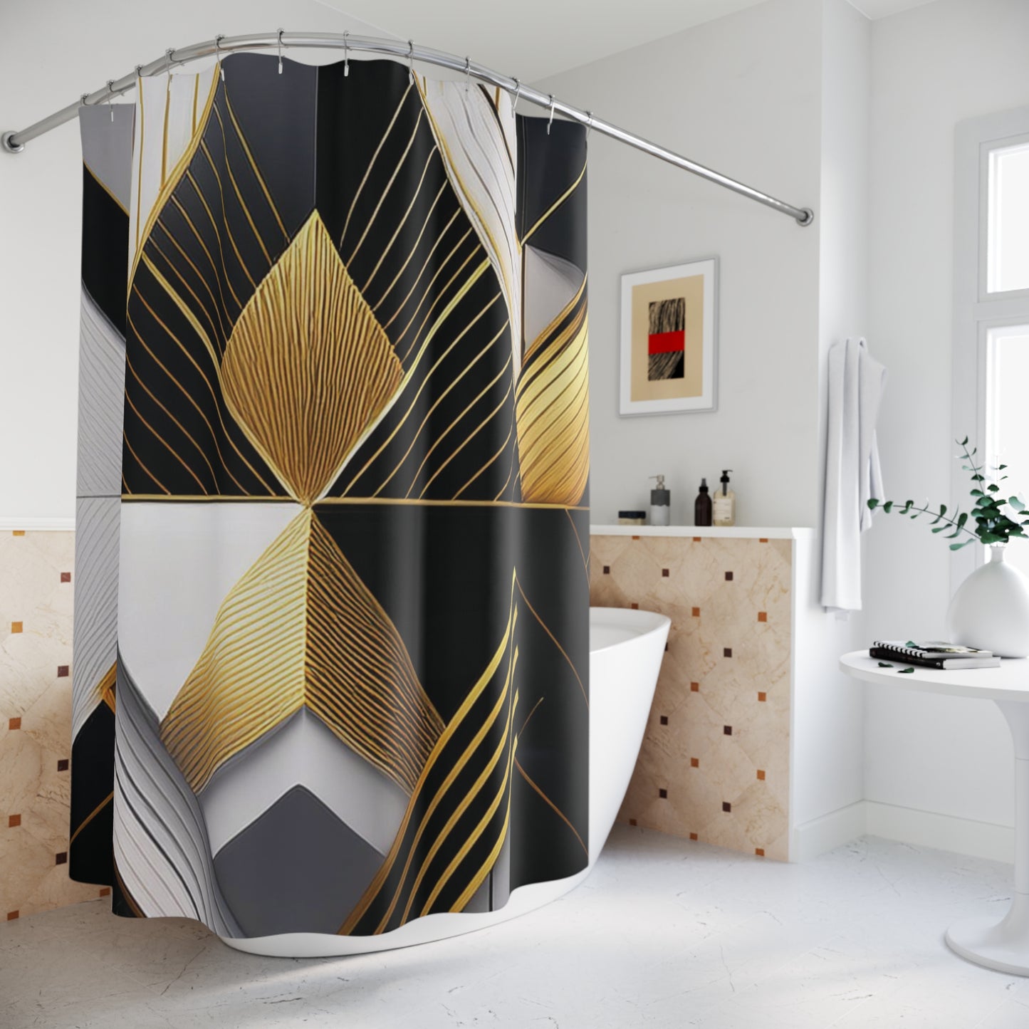 Black, Gold, & White - Shower Curtain