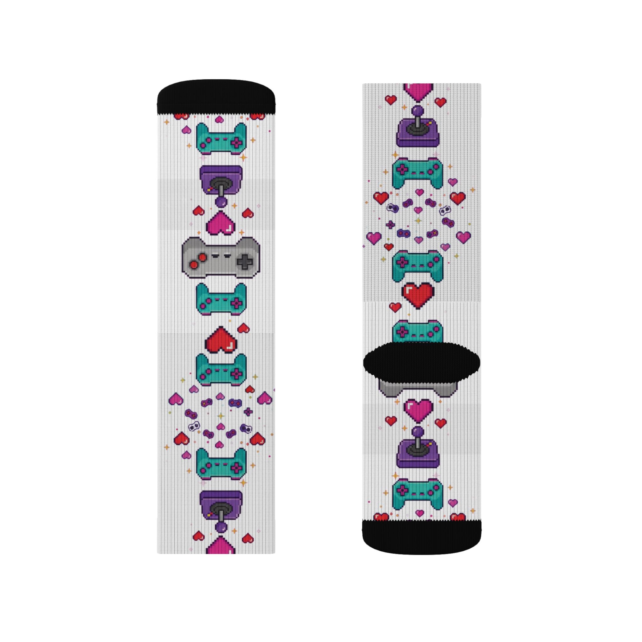 Pixel Hearts & Controllers Socks