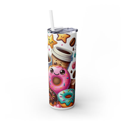 Coffee & Donuts - Skinny Tumbler with Straw, 20oz - Creatively Designed Shop