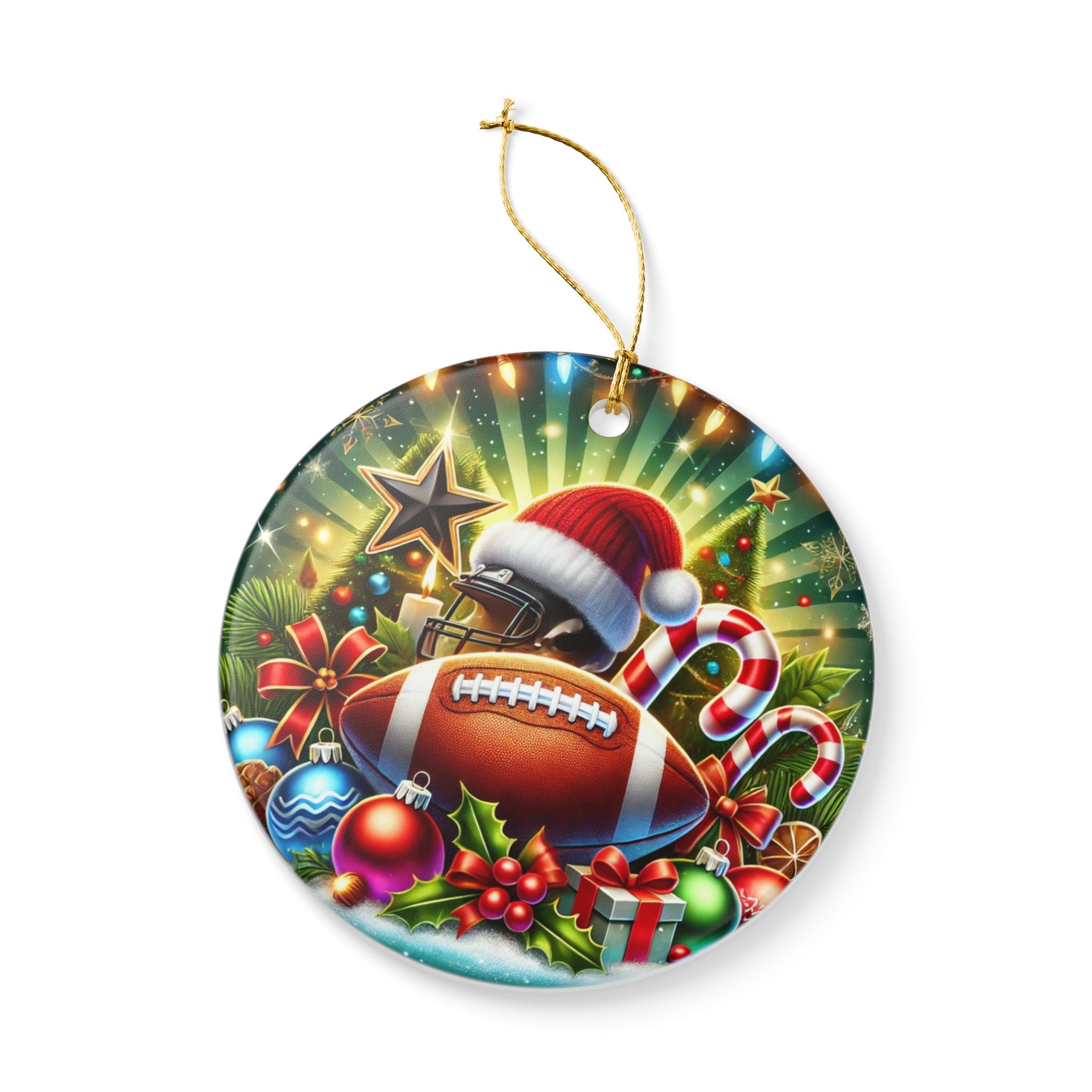 Football Christmas - Ceramic Decoration Ornament, (1pc)