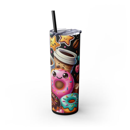 Coffee & Donuts - Skinny Tumbler with Straw, 20oz