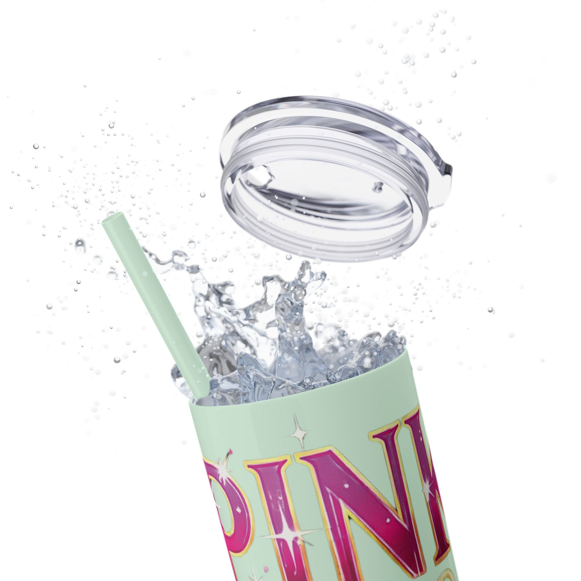 Pink, Sip & Love - Skinny Tumbler with Straw, 20oz - Creatively Designed Shop