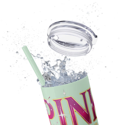 Pink, Sip & Love - Skinny Tumbler with Straw, 20oz - Creatively Designed Shop