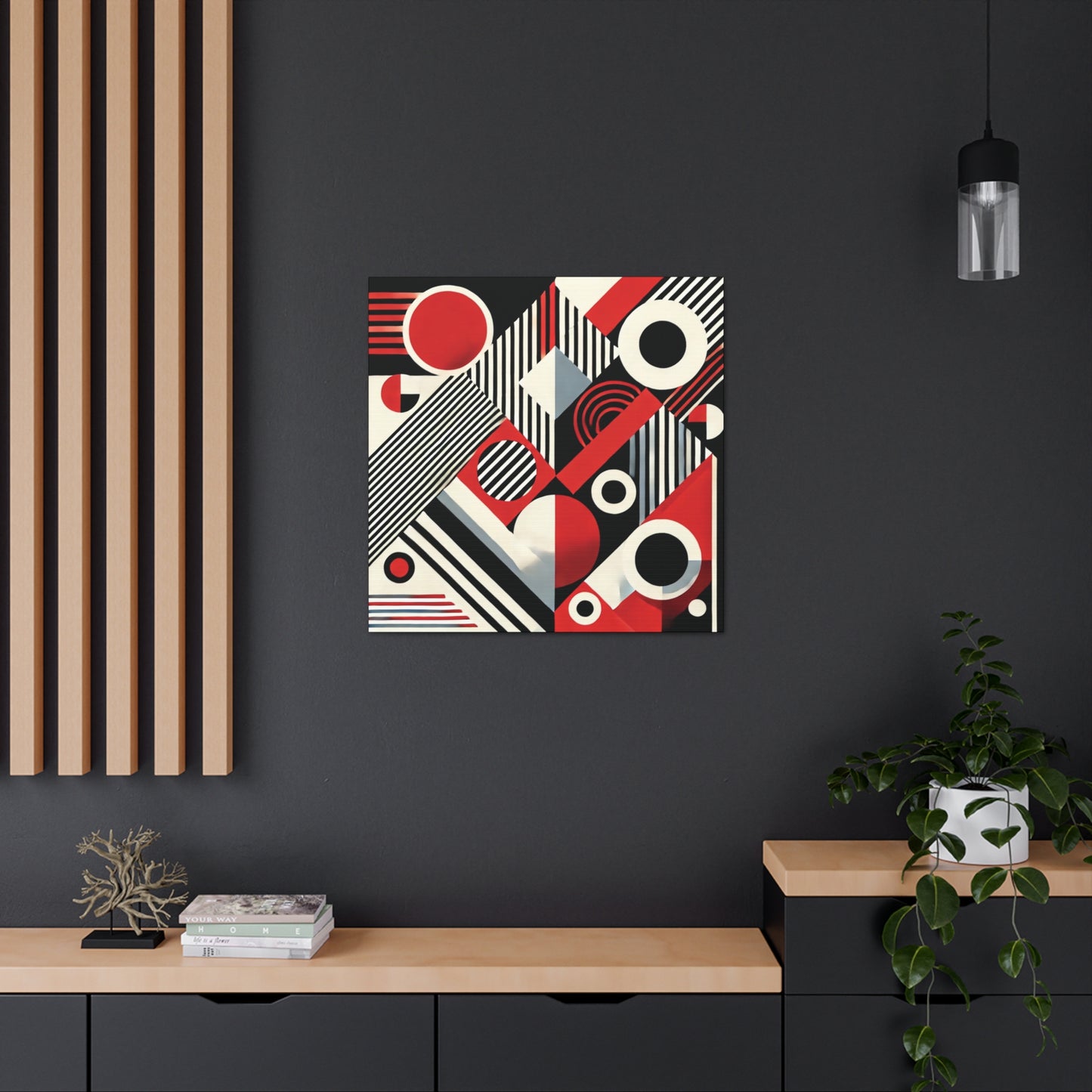 Red, Black & White Abstract - Canvas Gallery Wraps