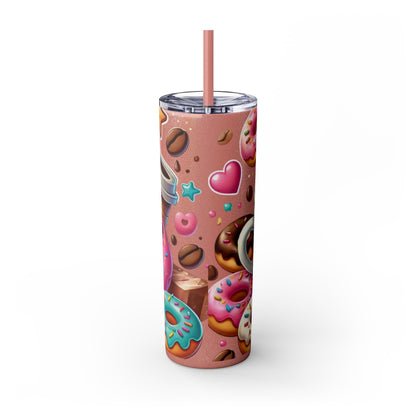 Coffee & Donuts - Skinny Tumbler with Straw, 20oz - Creatively Designed Shop