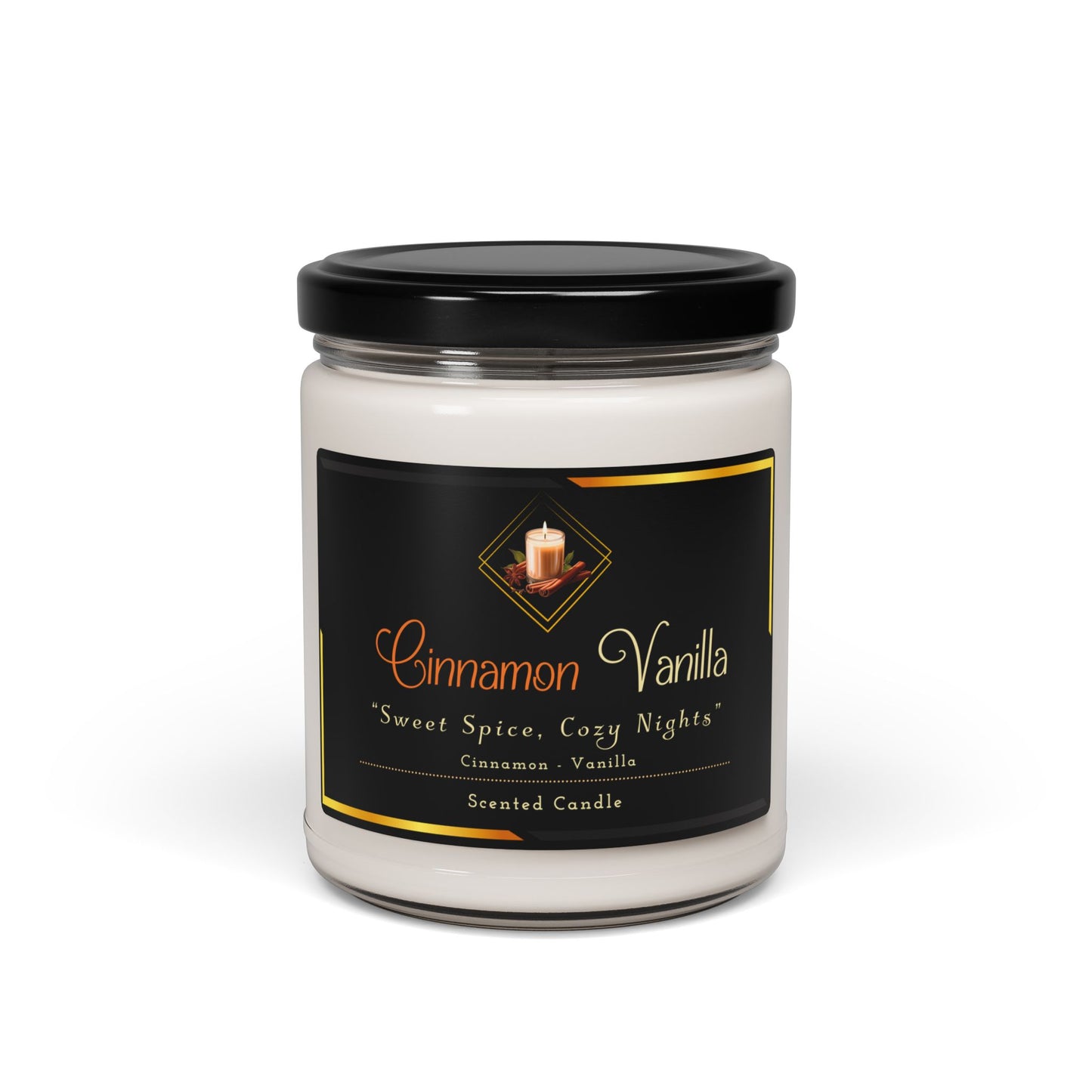 Cinnamon Vanilla - Scented Soy Candle, 9oz - Creatively Designed Shop
