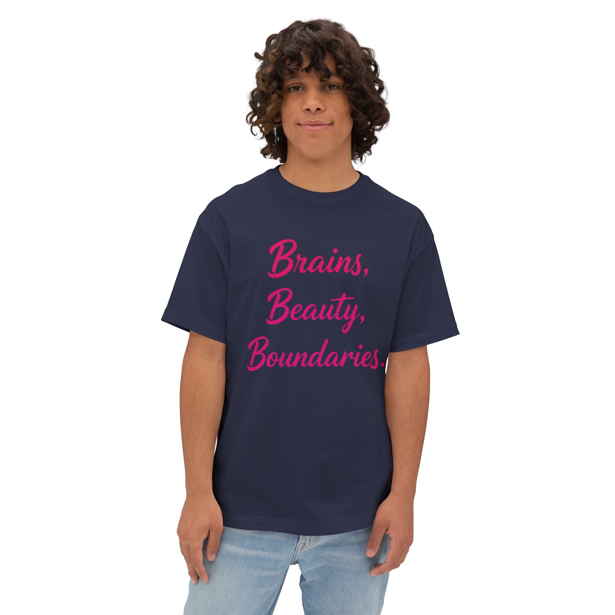Brains, Beauty, Boundaries - Unisex Oversized Boxy Tee