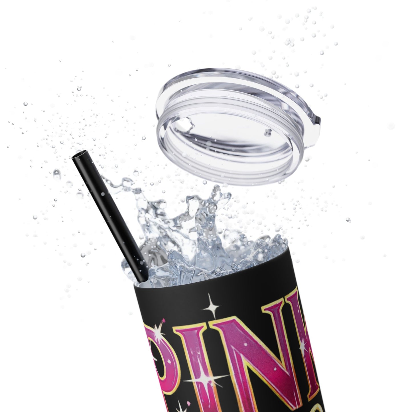 Pink, Sip & Love - Skinny Tumbler with Straw, 20oz - Creatively Designed Shop