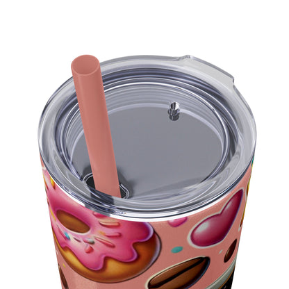 Coffee & Donuts - Skinny Tumbler with Straw, 20oz