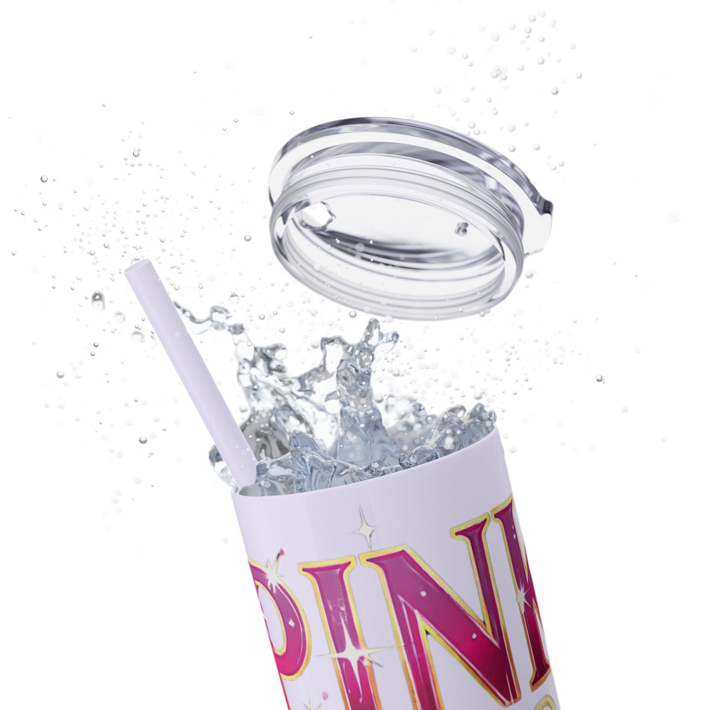 Pink, Sip & Love - Skinny Tumbler with Straw, 20oz - Creatively Designed Shop