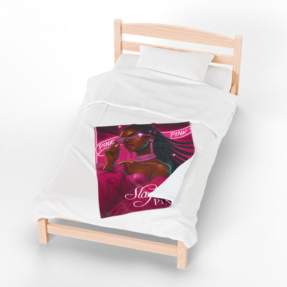 Slayin' In Pink - Velveteen Plush Blanket