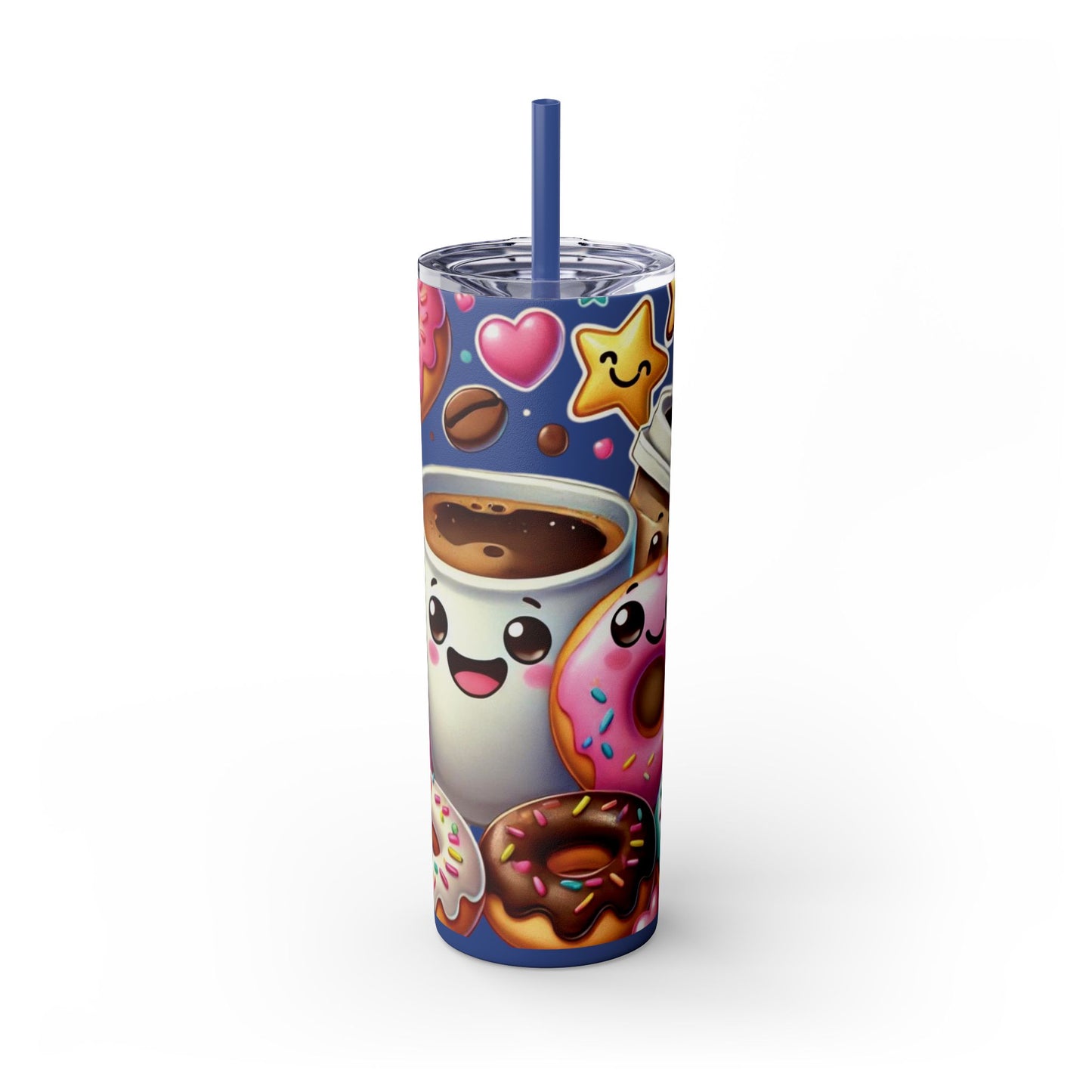 Coffee & Donuts - Skinny Tumbler with Straw, 20oz
