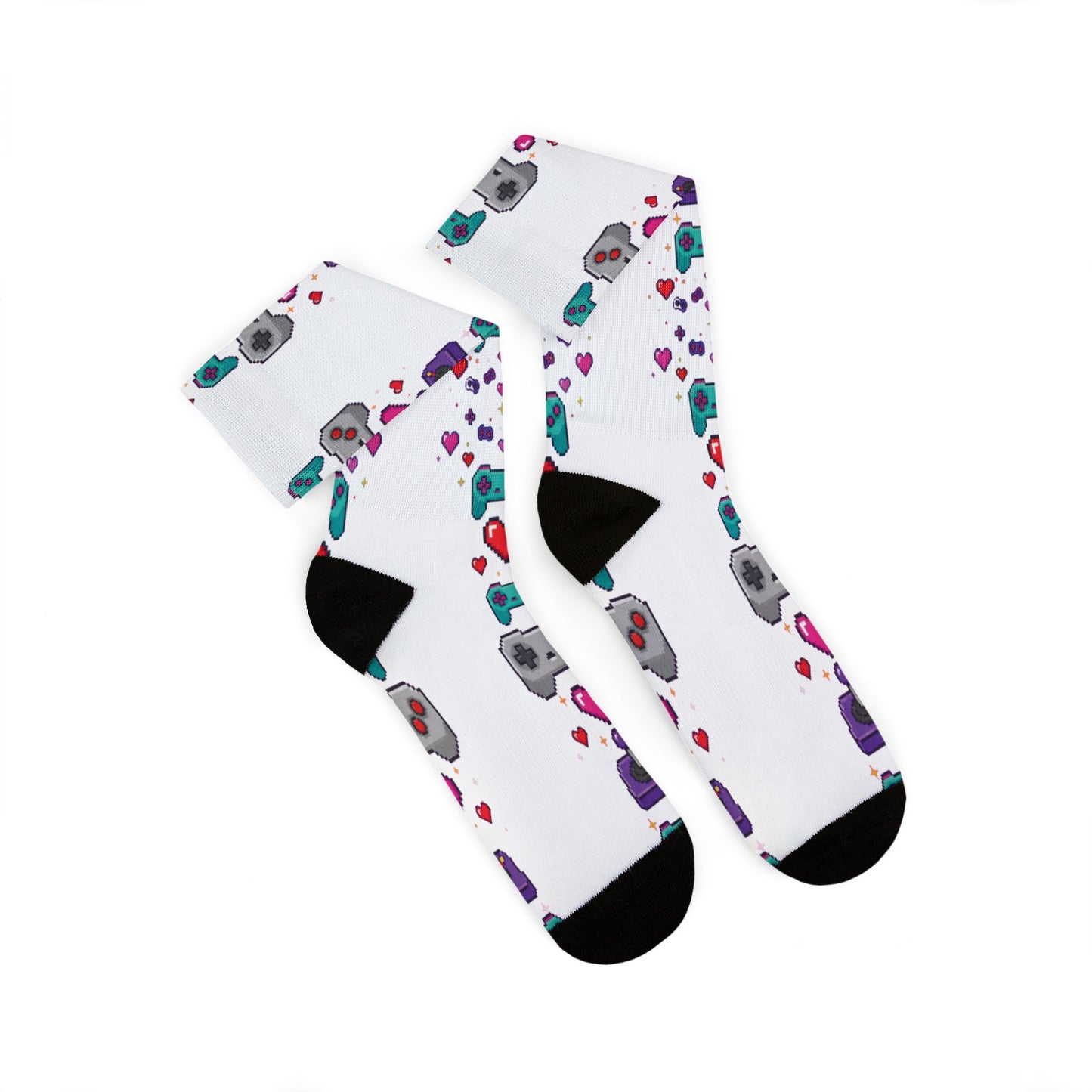 Pixel Hearts & Controllers Socks