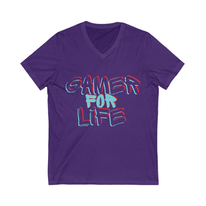 Gamer for Life - Unisex Jersey Short Sleeve V-Neck Tee