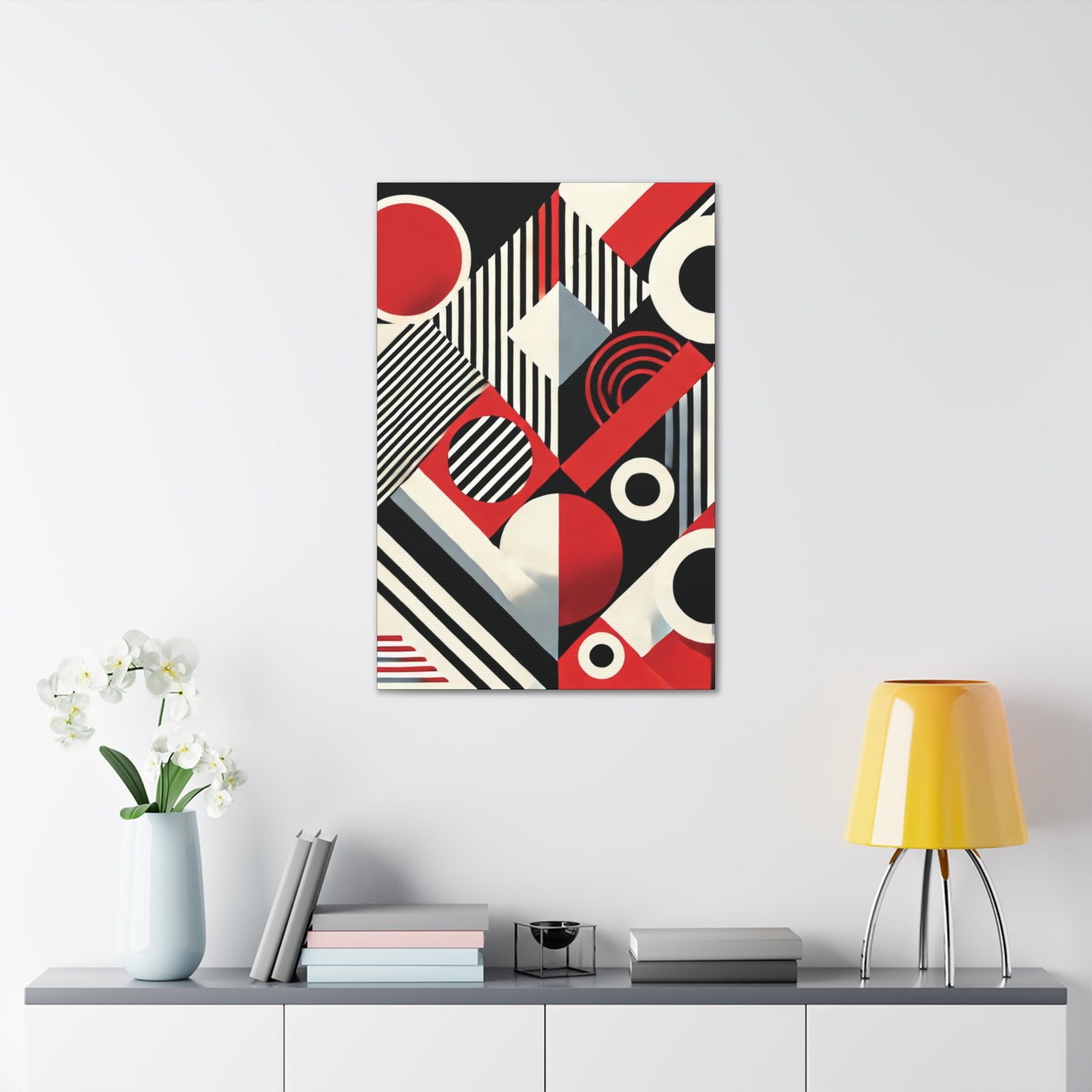 Red, Black & White Abstract - Canvas Gallery Wraps