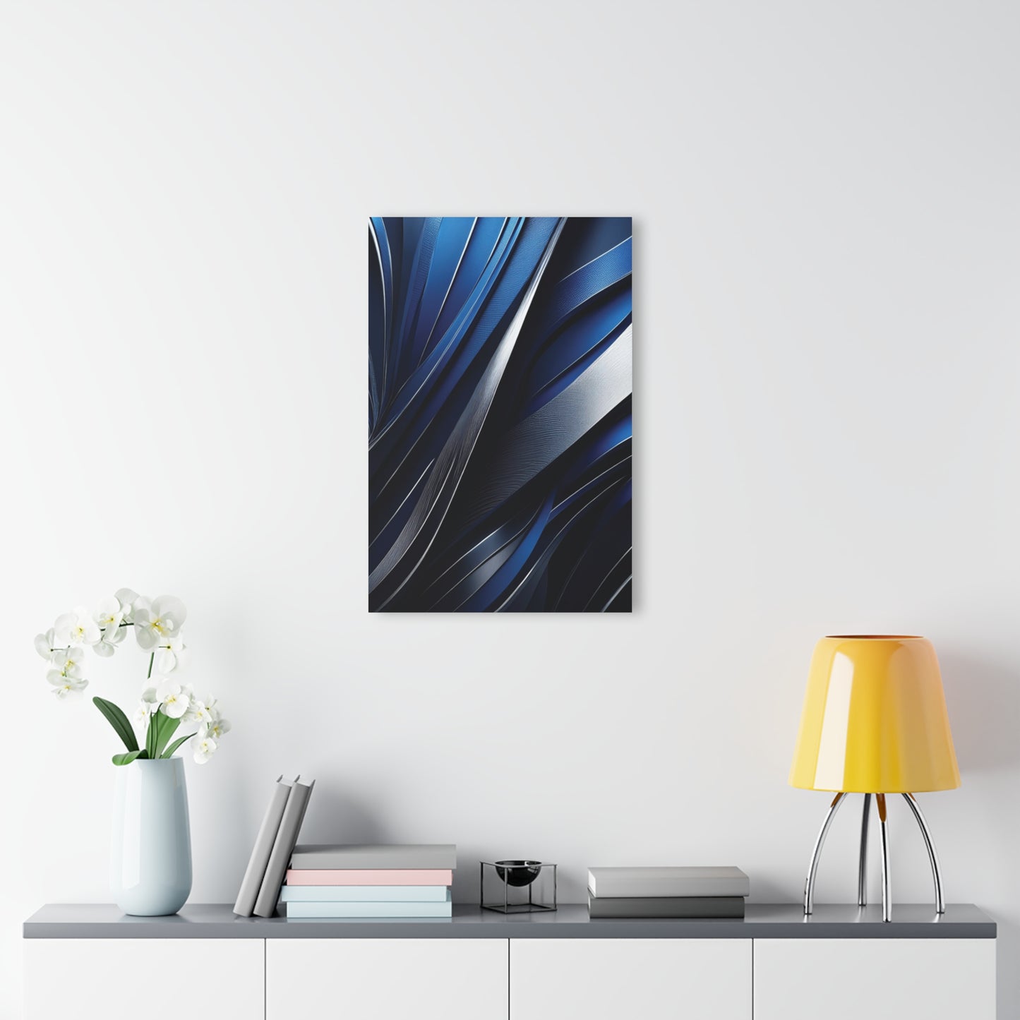 Abstract Blue & Silver - Acrylic Prints (French Cleat Hanging)