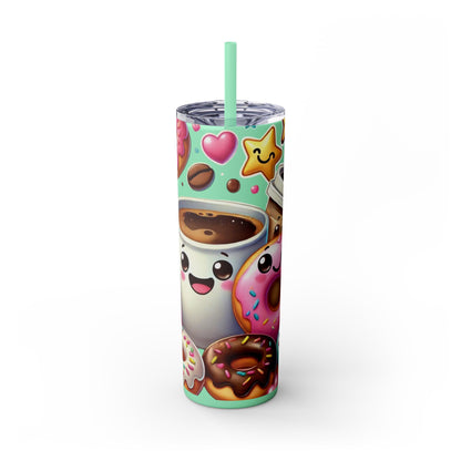 Coffee & Donuts - Skinny Tumbler with Straw, 20oz - Creatively Designed Shop