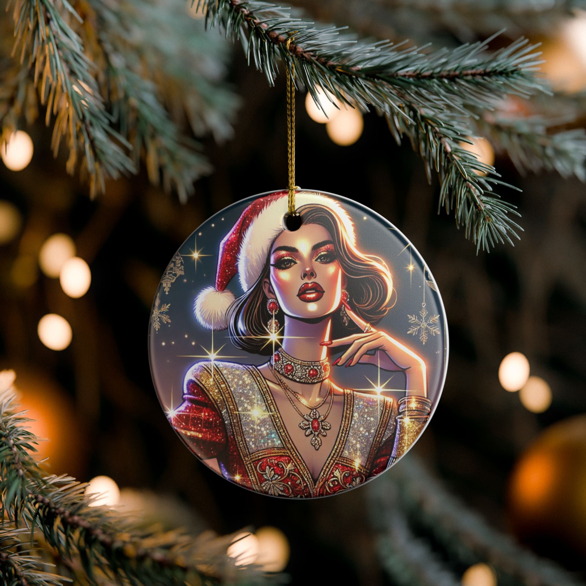 Christmas Beauty - Ceramic Decoration Ornament, (1pc)