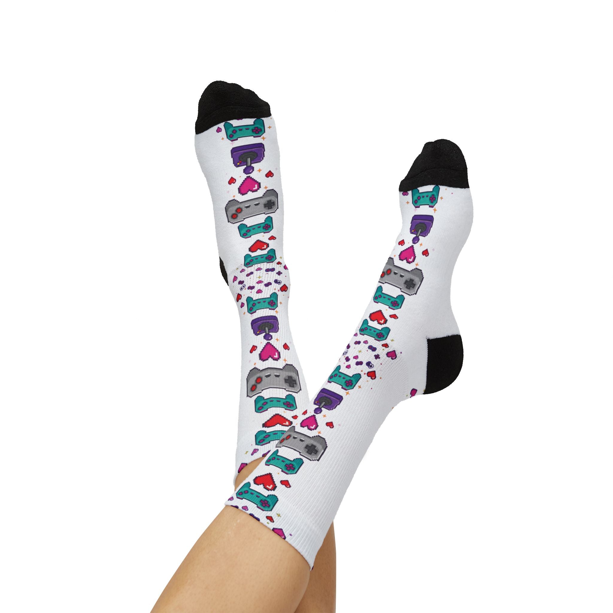 Pixel Hearts & Controllers Socks