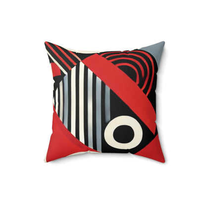 Red, Black & White Abstract - Spun Polyester Square Pillow