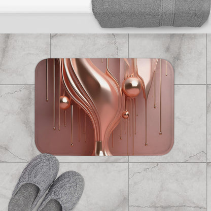 Rose Gold Metallic Drip - Bath Mat