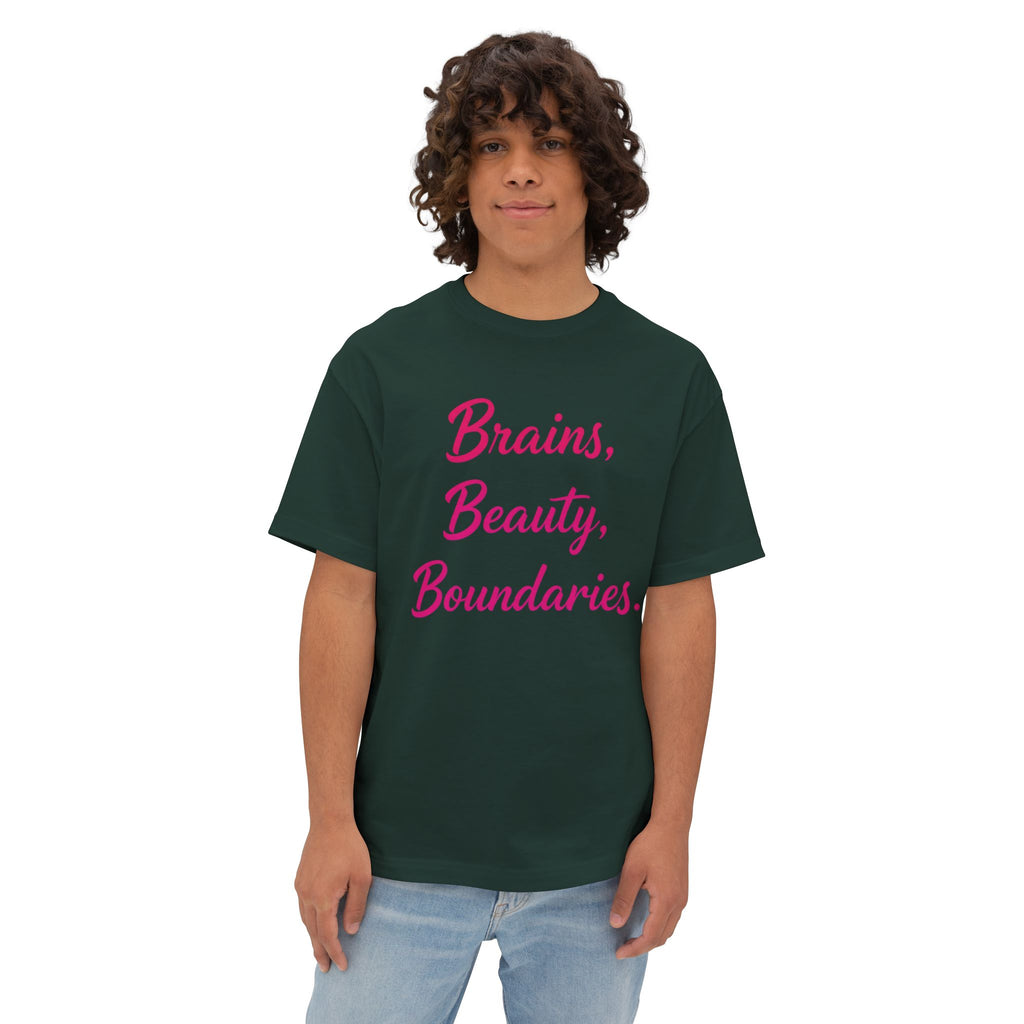Brains, Beauty, Boundaries - Unisex Oversized Boxy Tee