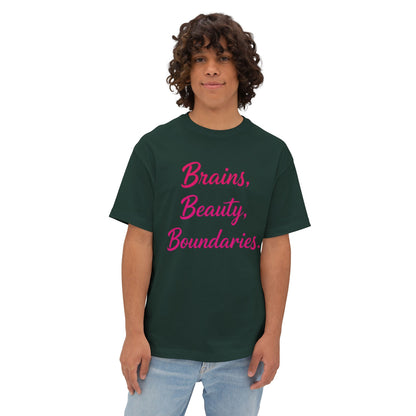 Brains, Beauty, Boundaries - Unisex Oversized Boxy Tee