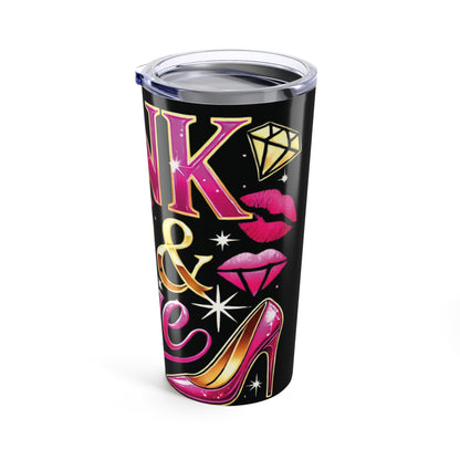 Pink, Sip & Love - Black Tumbler 20oz - Creatively Designed Shop