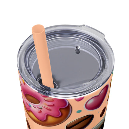 Coffee & Donuts - Skinny Tumbler with Straw, 20oz