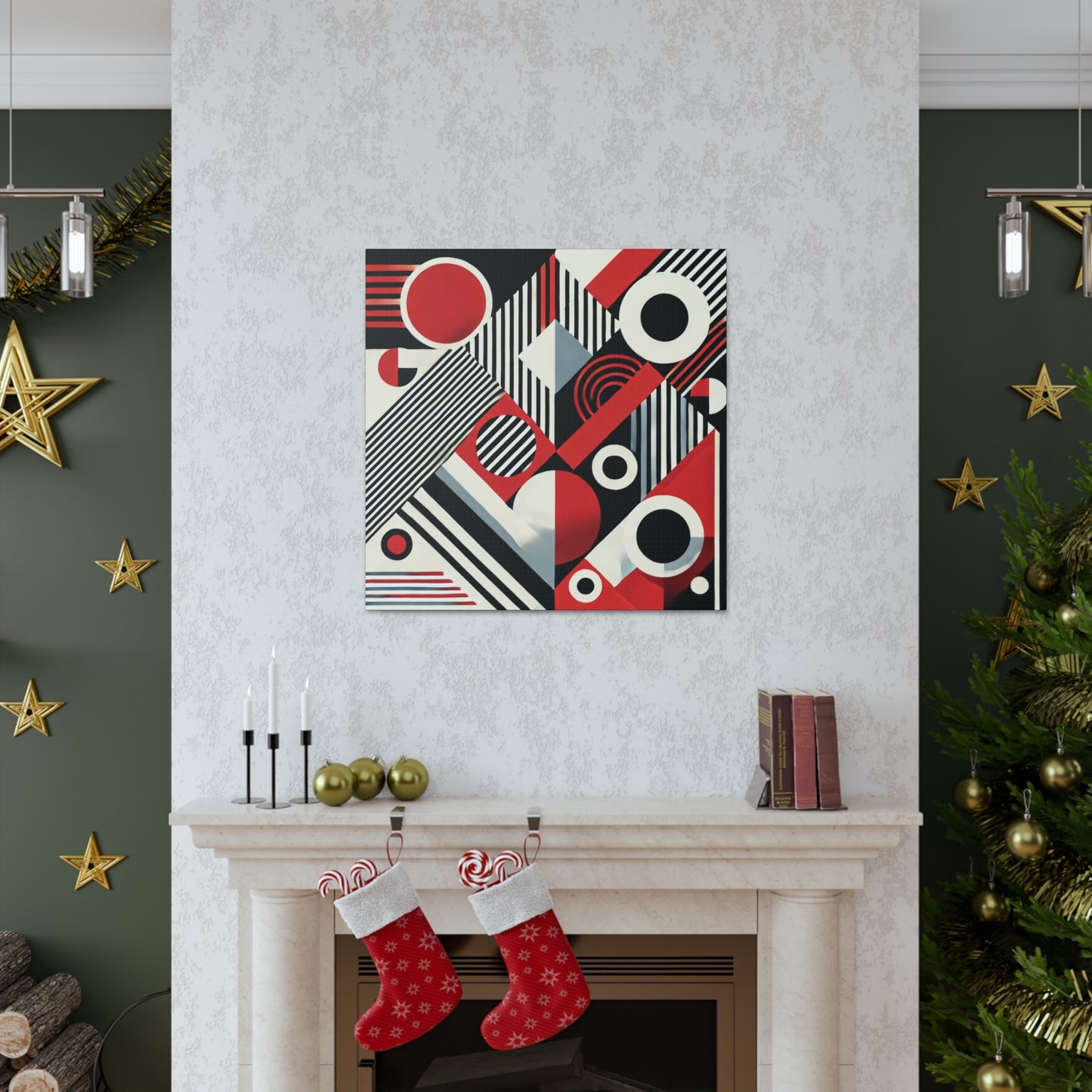 Red, Black & White Abstract - Canvas Gallery Wraps