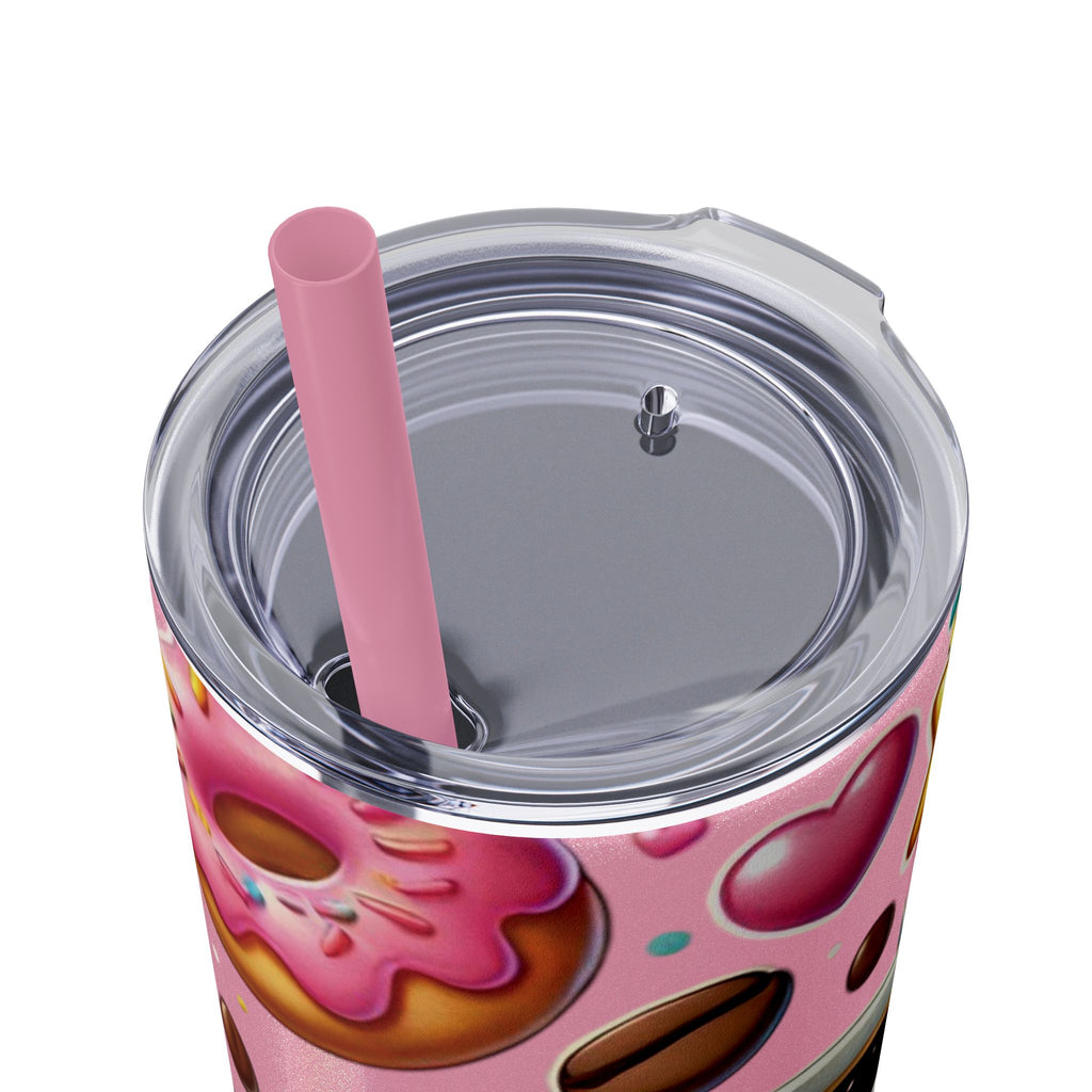 Coffee & Donuts - Skinny Tumbler with Straw, 20oz