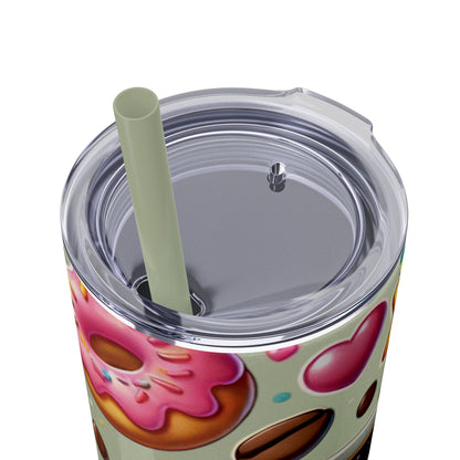 Coffee & Donuts - Skinny Tumbler with Straw, 20oz