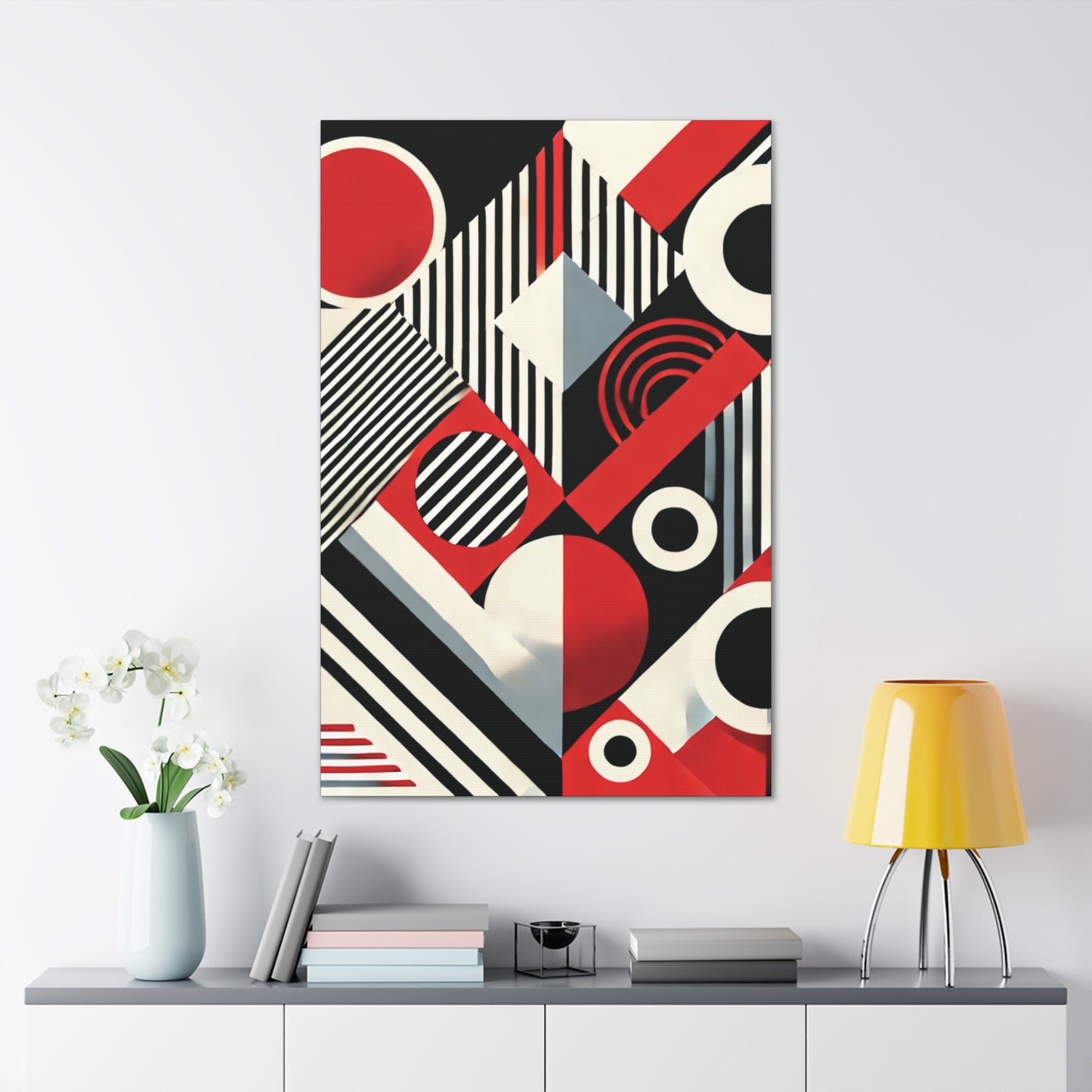 Red, Black & White Abstract - Canvas Gallery Wraps