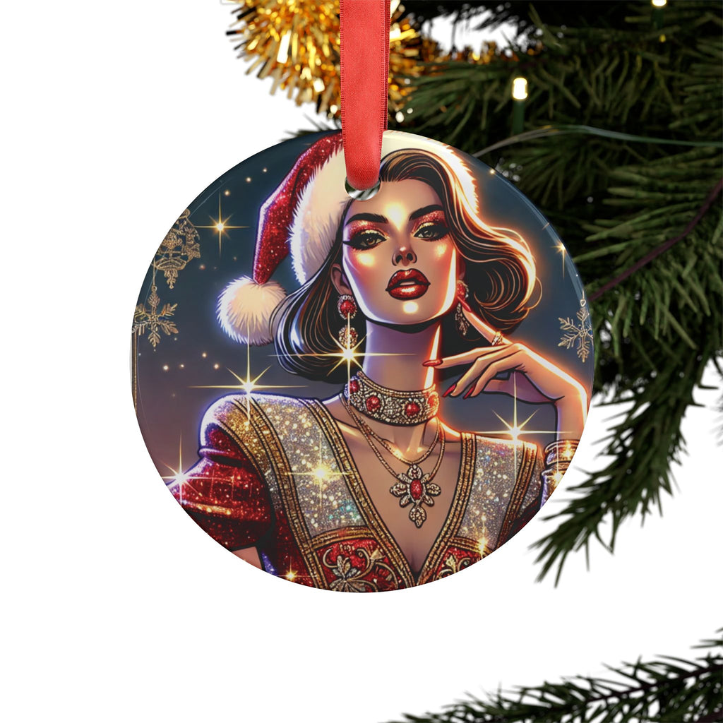 Christmas Beauty - Acrylic Ornament with Ribbon