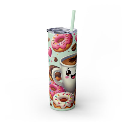 Coffee & Donuts - Skinny Tumbler with Straw, 20oz