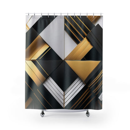 Black, Gold, & White Abstract - Shower Curtain