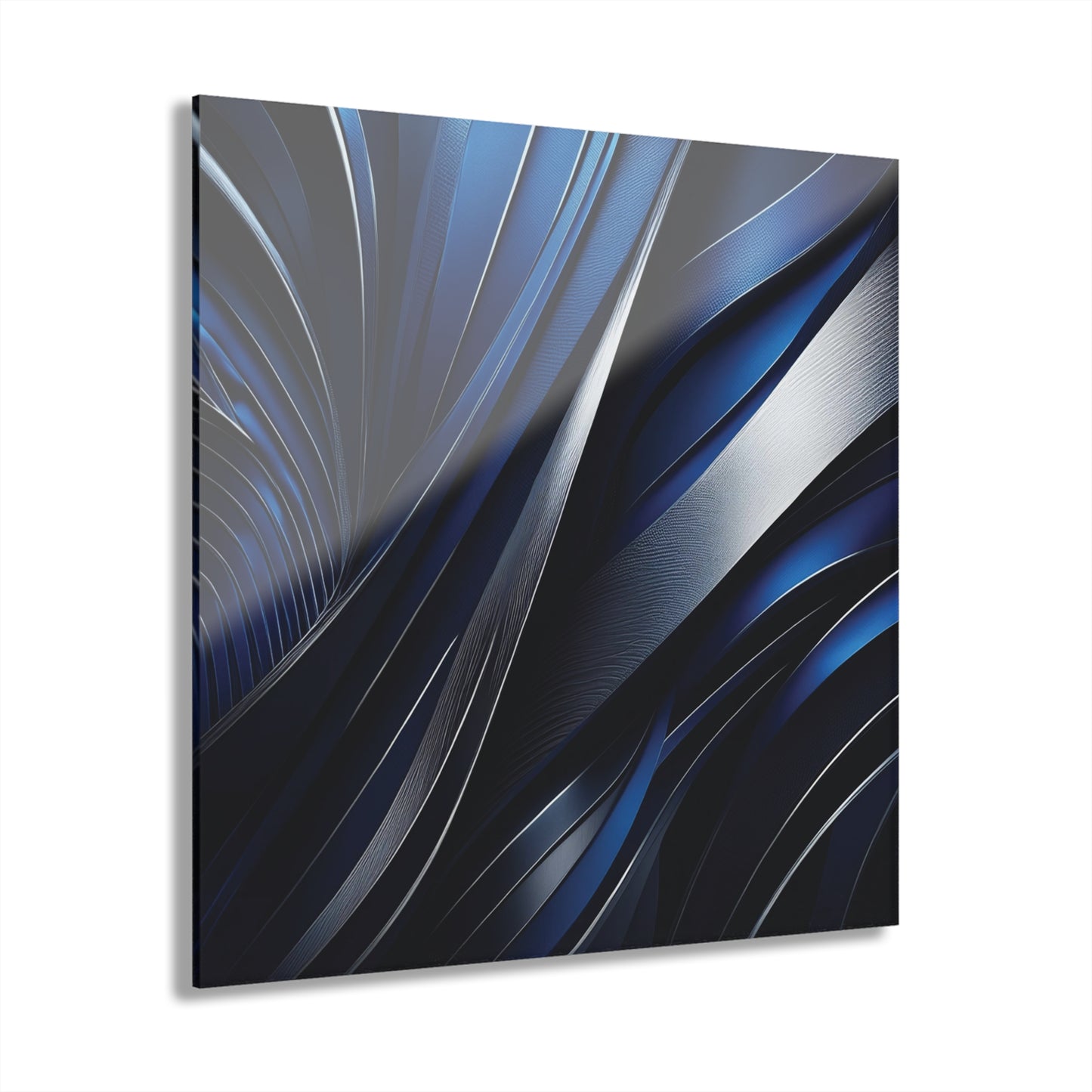 Abstract Blue & Silver - Acrylic Prints (French Cleat Hanging)