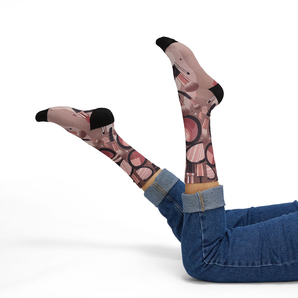 Makeup Icons Collage Socks