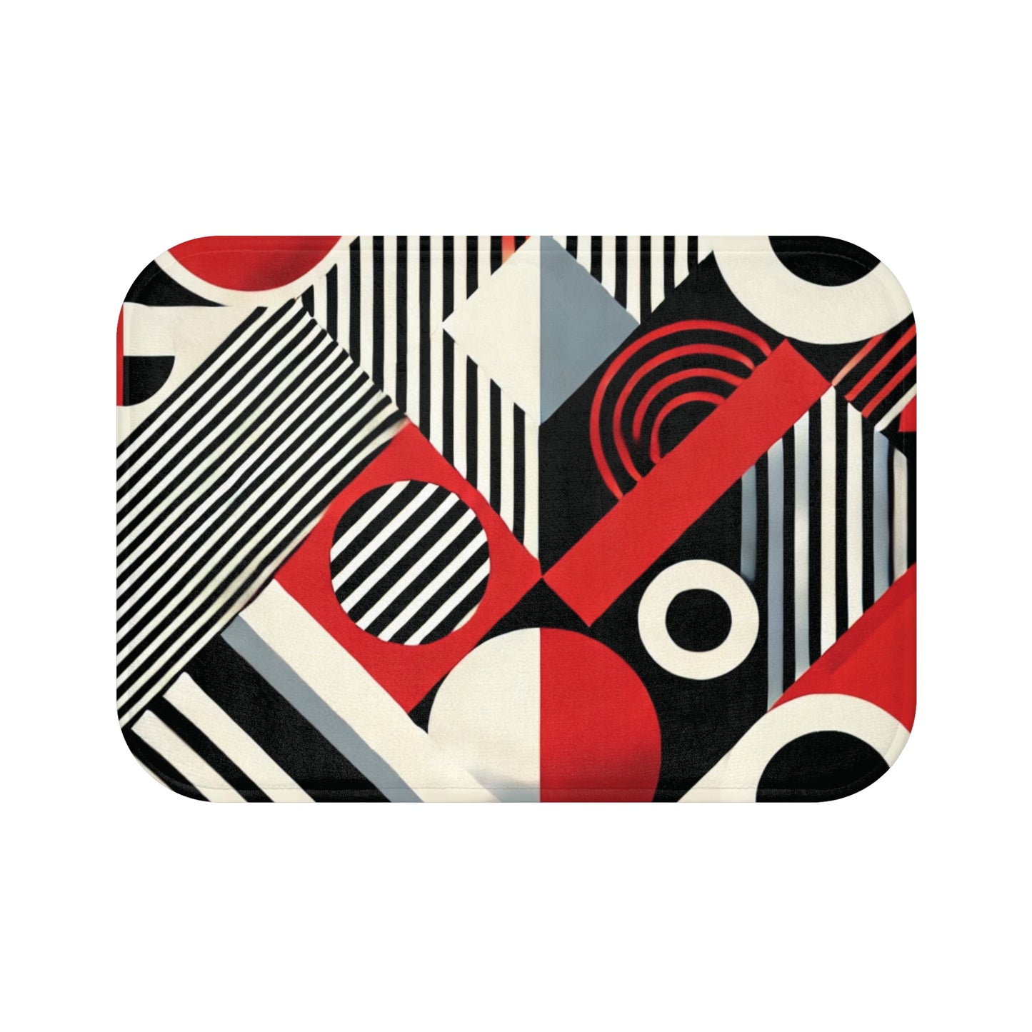 Red, Black & White Abstract - Bath Mat