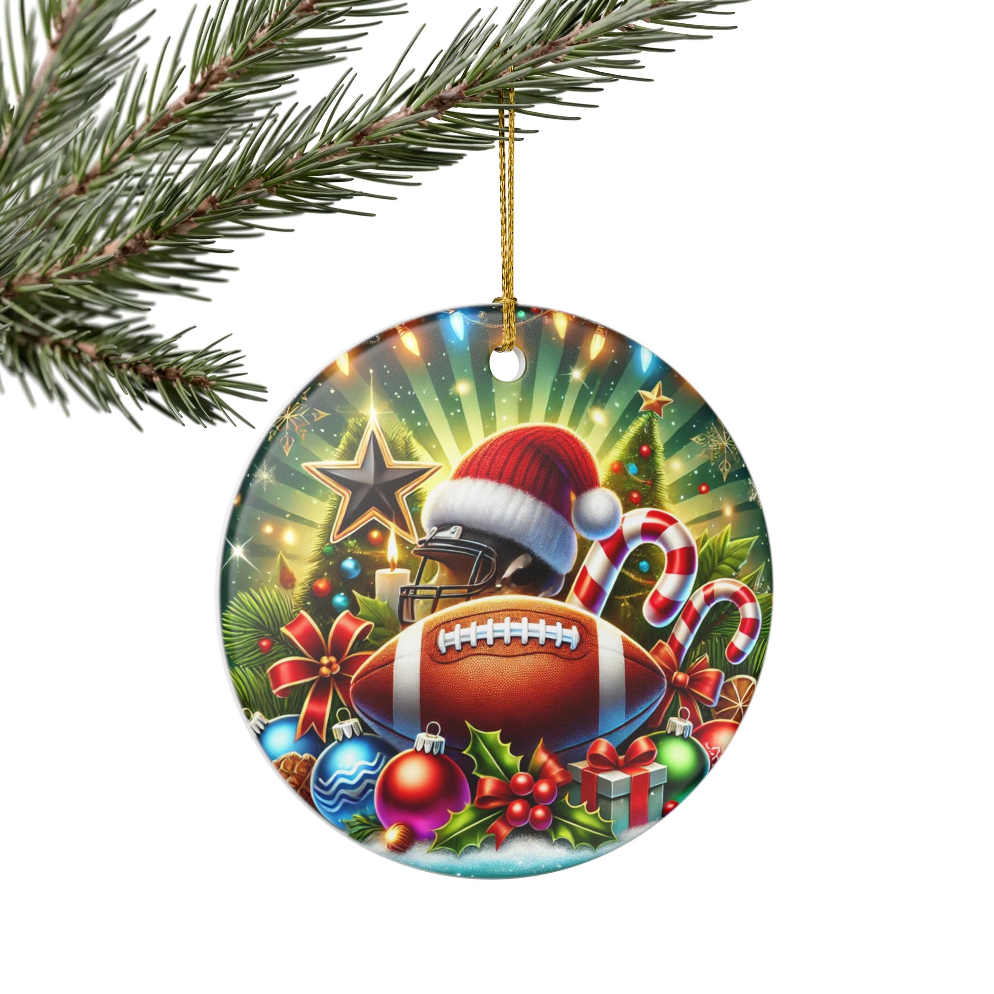 Football Christmas - Ceramic Decoration Ornament, (1pc)