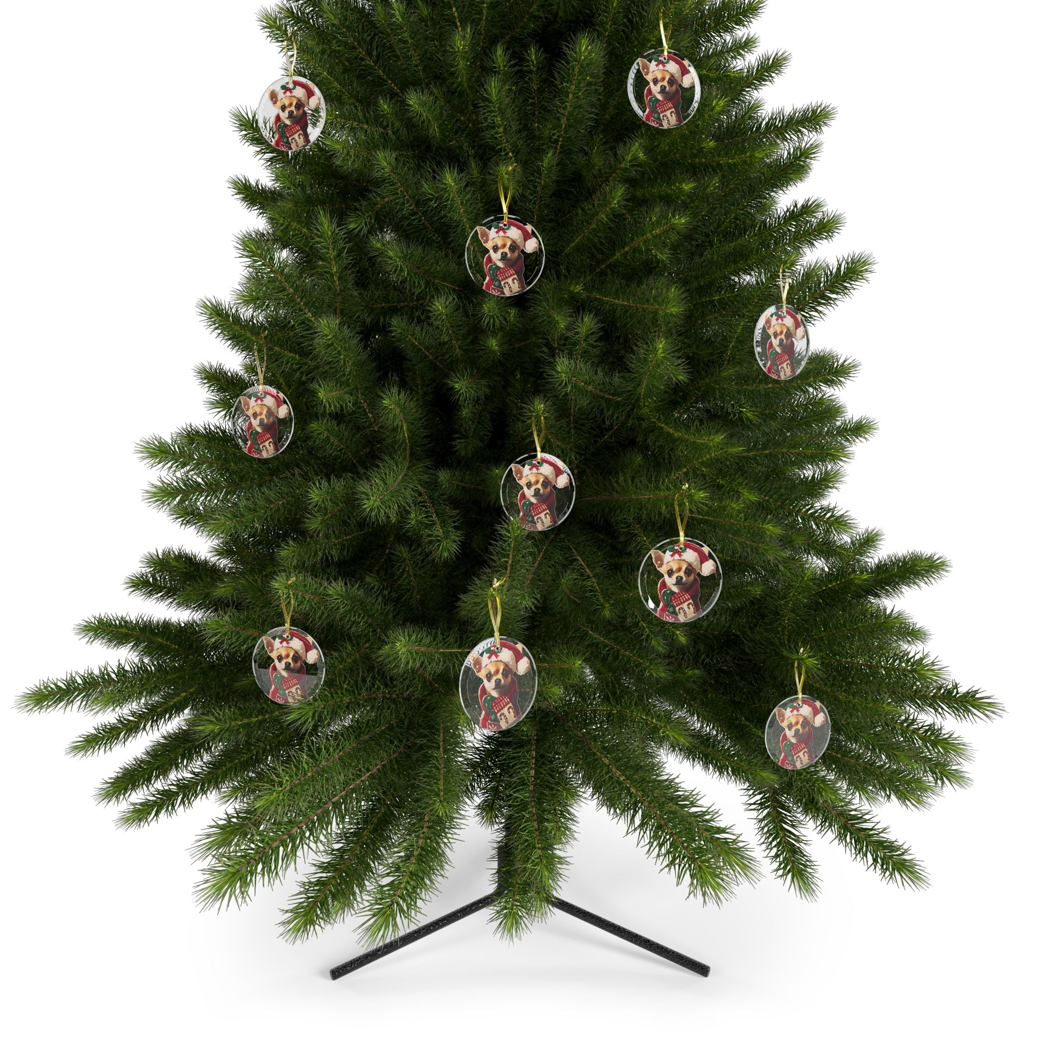 Merry Chihuahua Christmas - Glass Ornaments