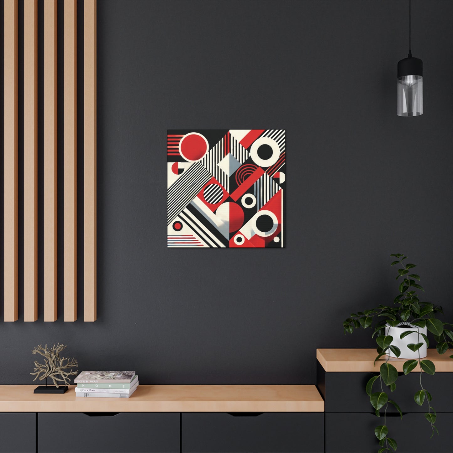 Red, Black & White Abstract - Canvas Gallery Wraps