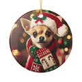 Merry Chihuahua Christmas - Ceramic Decoration Ornament, (1pc)