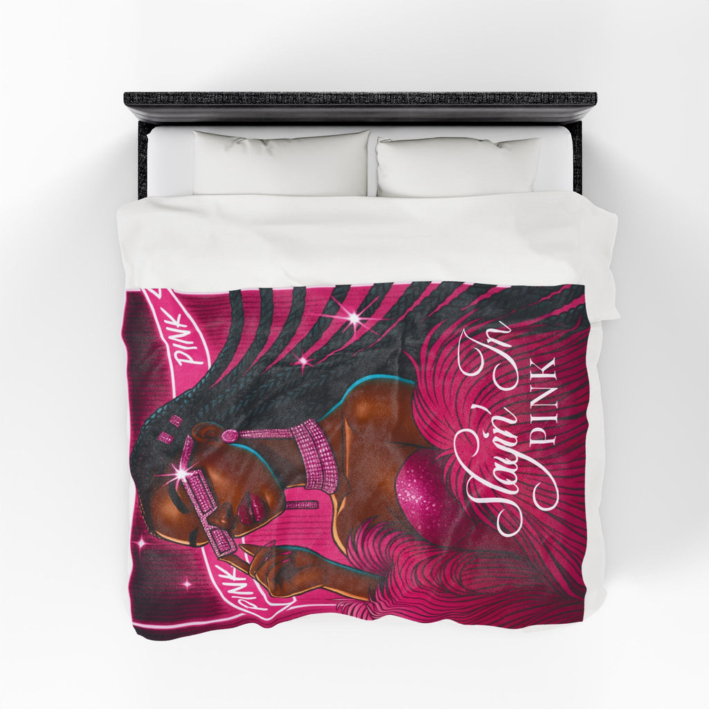 Slayin' In Pink - Velveteen Plush Blanket
