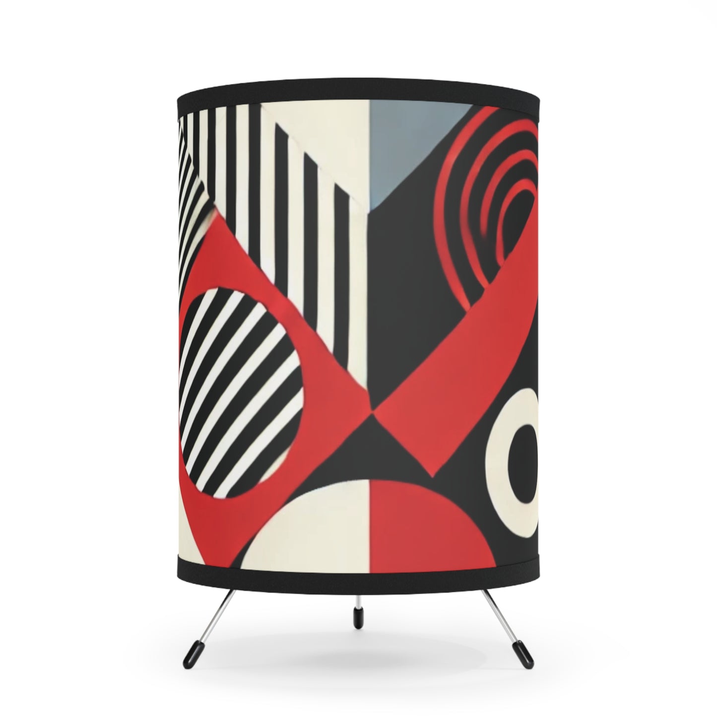 Red, Black & White Abstract - Tripod Lamp with High-Res Printed Shade, US\CA plug